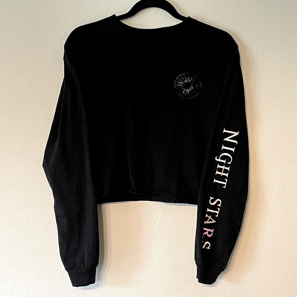 Goldย Rush, Womenโs, Long-Sleeve, Black,โCropped,โGraphicโTee.โSizeโLarge.